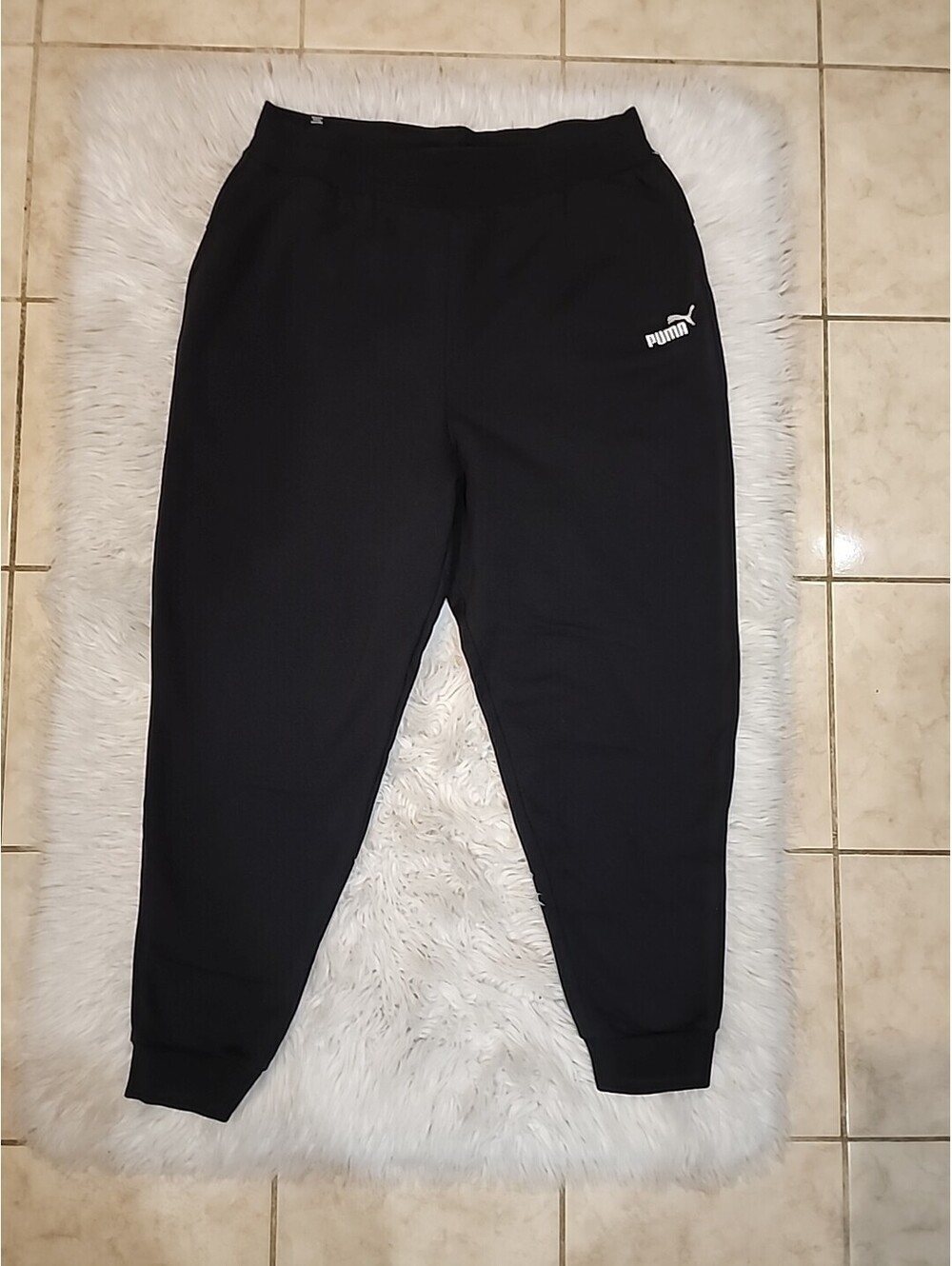 Puma Women's Essentials Embroidery High Waist Jogger Pants Black XL X-Large NWT